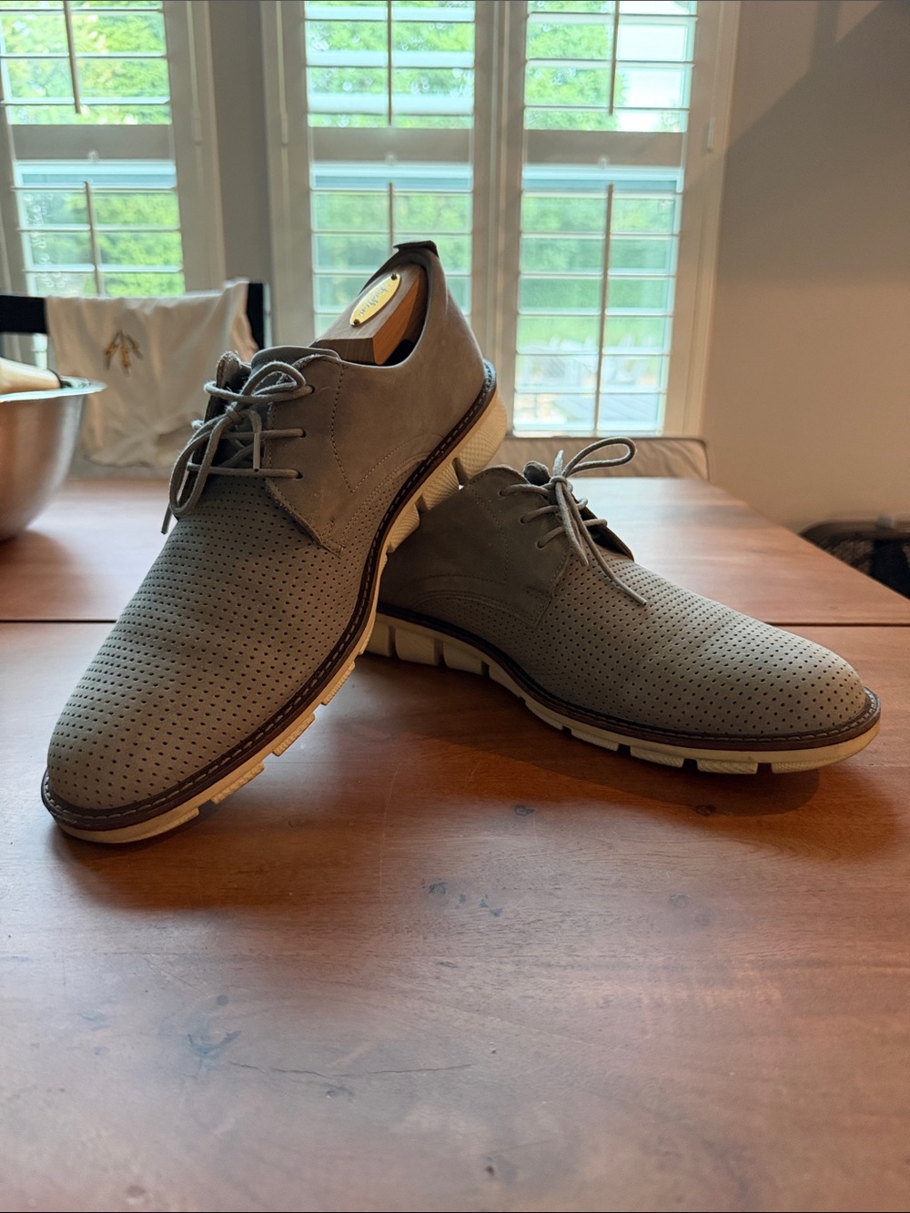 Ecco Men's Perforated Lace-Up Oxfords in Gray Size 45